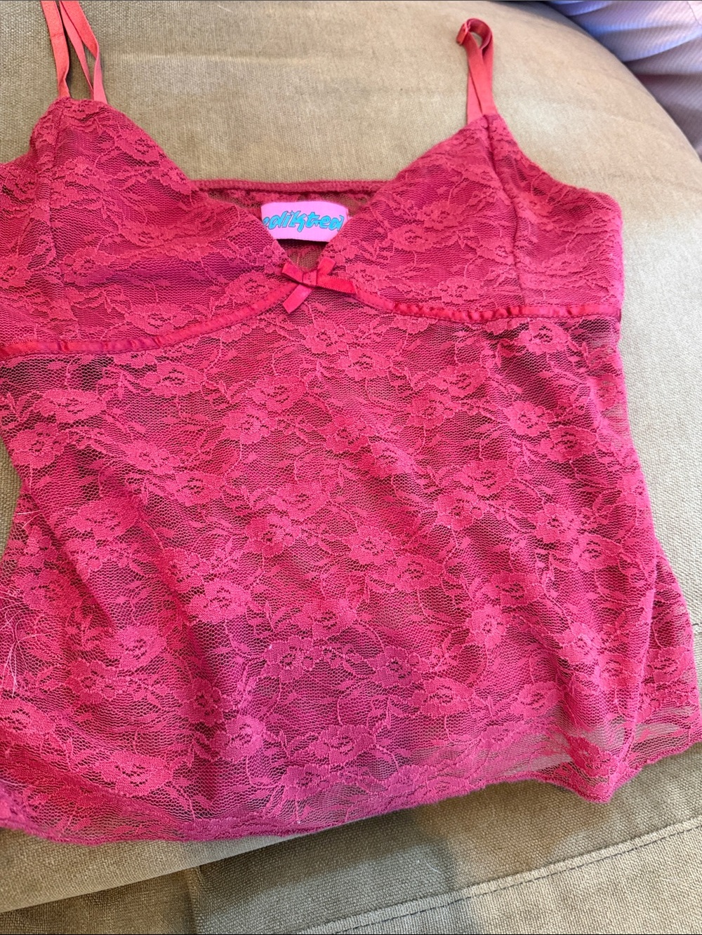 Edikted Red Lace Chemise Cami